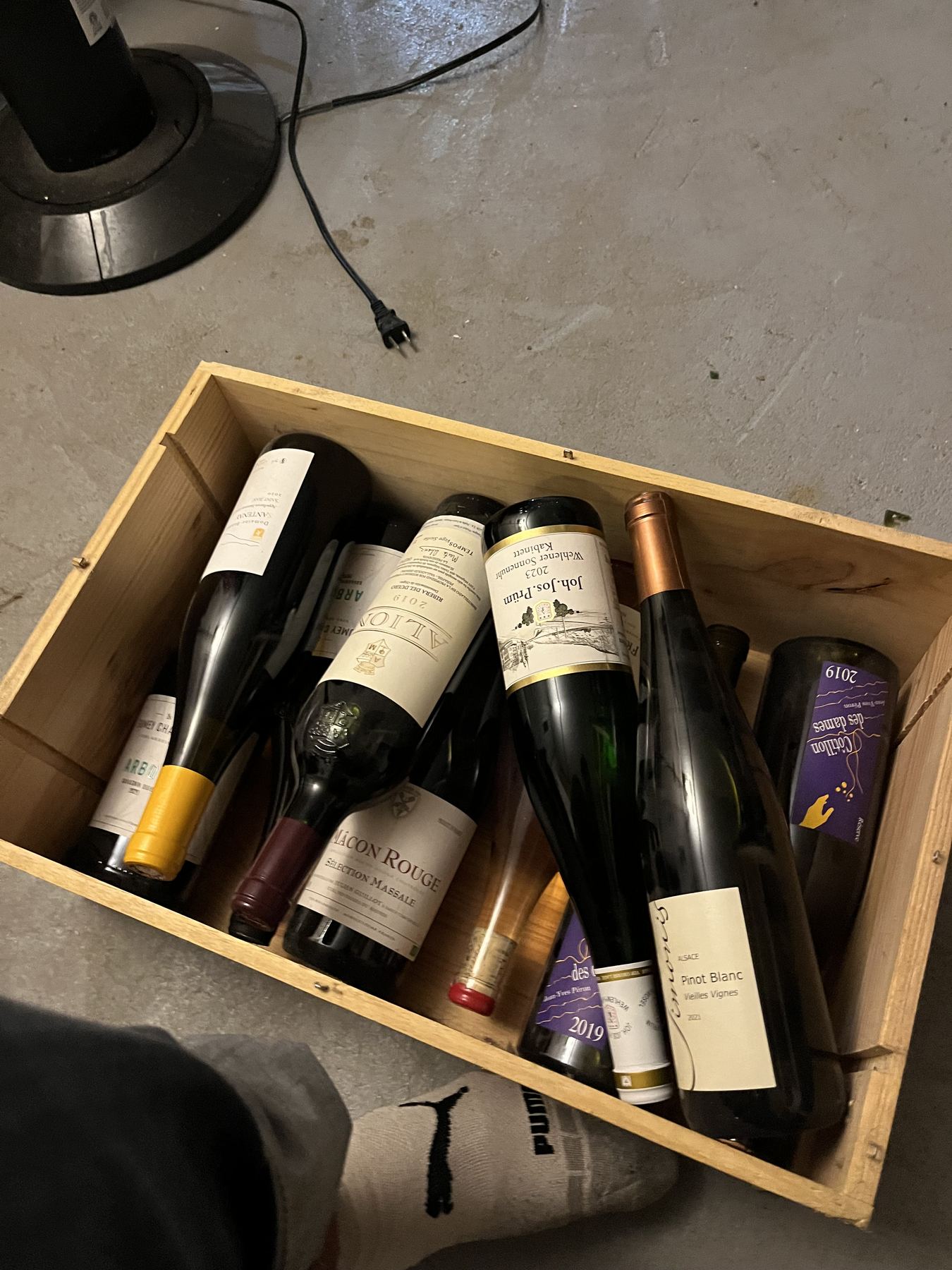 Caisse de bouteilles de vin sélectionnées